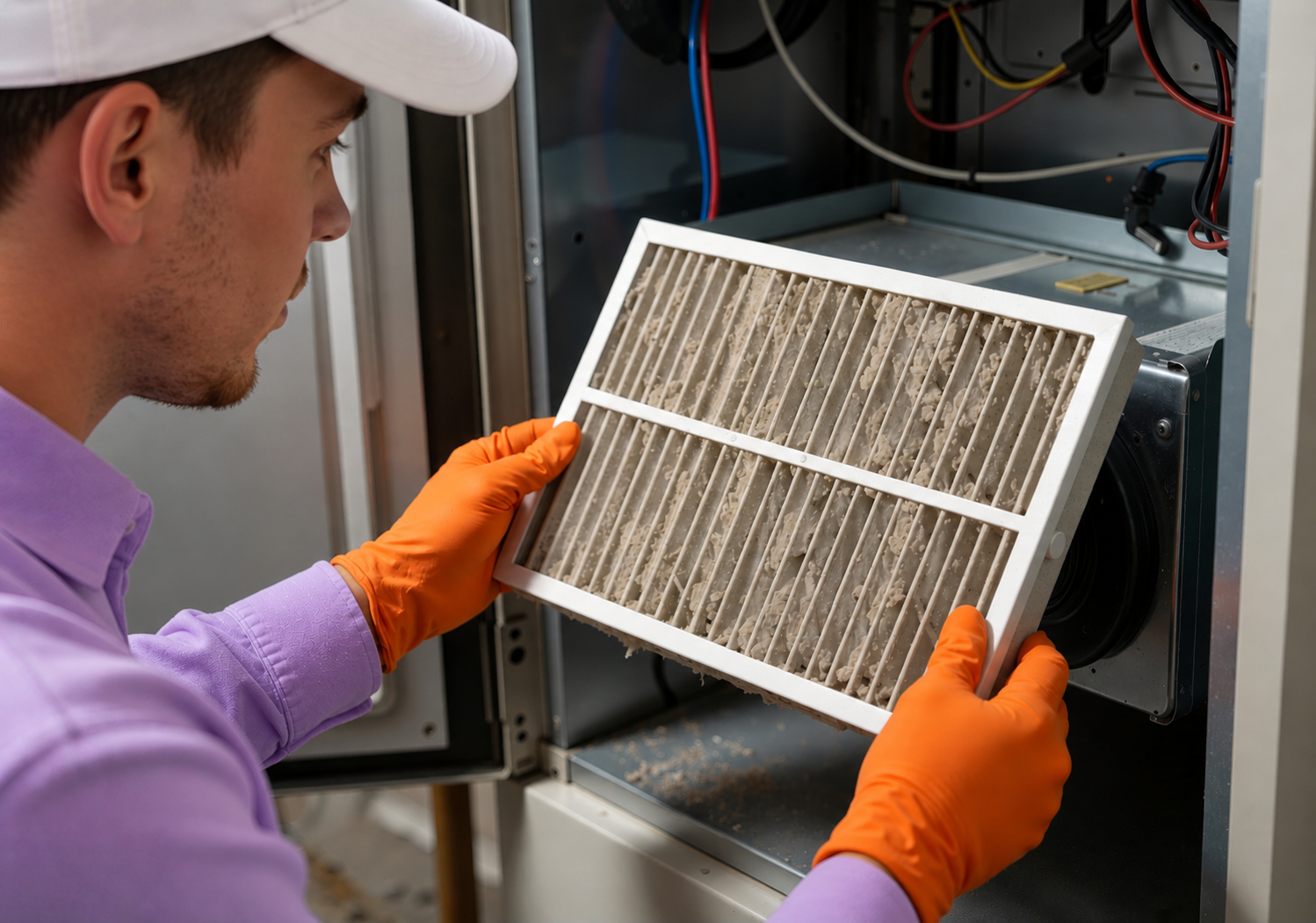 Crescent Comfort technician working on HVAC system